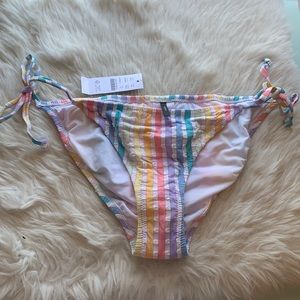 J Crew string bikini bottom in rainbow seersucker
